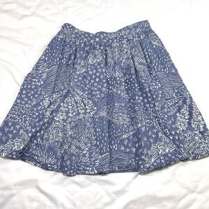 Boden Skirt Size 4R Blue White Floral A-Line Short Lined Pull-On Cotton Casual